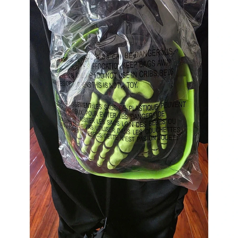 Halloween Totally Skelebones Toddler Costume Small 3T-4T Black Neon Green 4pc